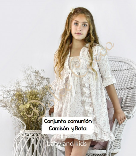 Conjunto bata y Camisón de comunión niña